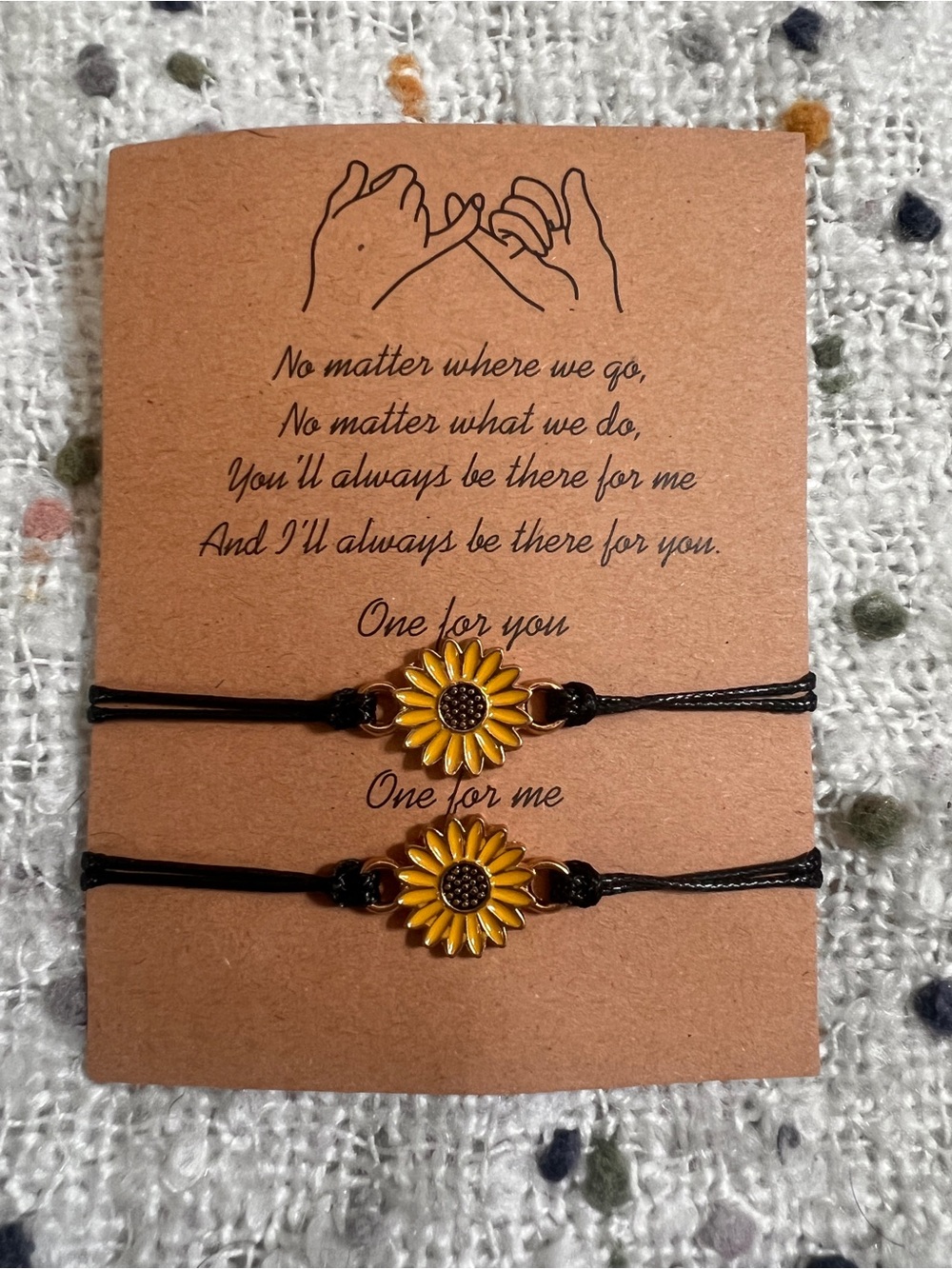 Sunflower Friendship Bracelet Set of 2 Matching Adjustable BFF Bracelets NWT
